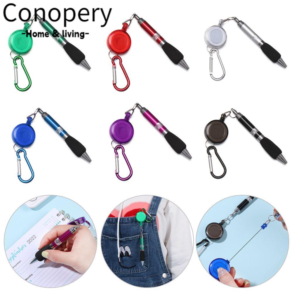 Conopery Bút bi móc chìa khóa kim loại văn phòng phẩm có thể thu vào dây kéo dễ dàng kéo khóa bút