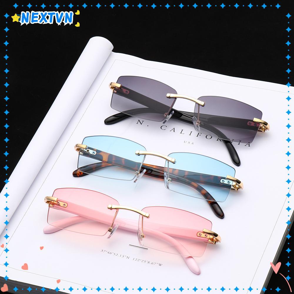 Kính Mát Không Gọng Hình Chữ Nhật Chống Tia Uv400 Phong Cách Punk Thời Trang Cho Nam Nữ
