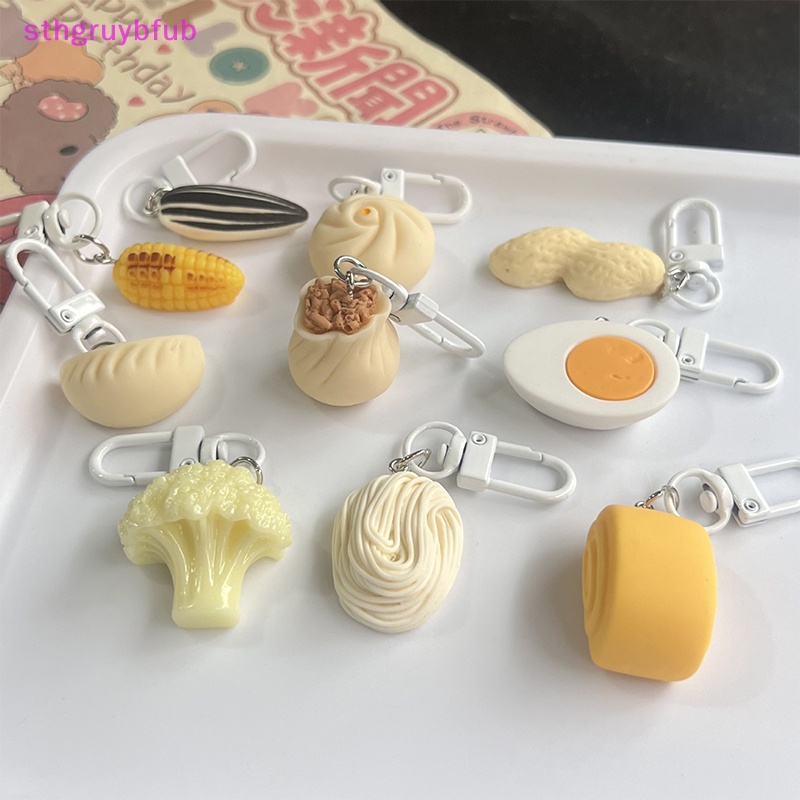 Sthb phim hoạt hình dễ thương mô phỏng bữa sáng đồ ăn nhẹ móc khóa túi cá tính mặt dây chuyền ch phụ kiện chìa khóa xe trang sức cho bé gái quà tặng vn