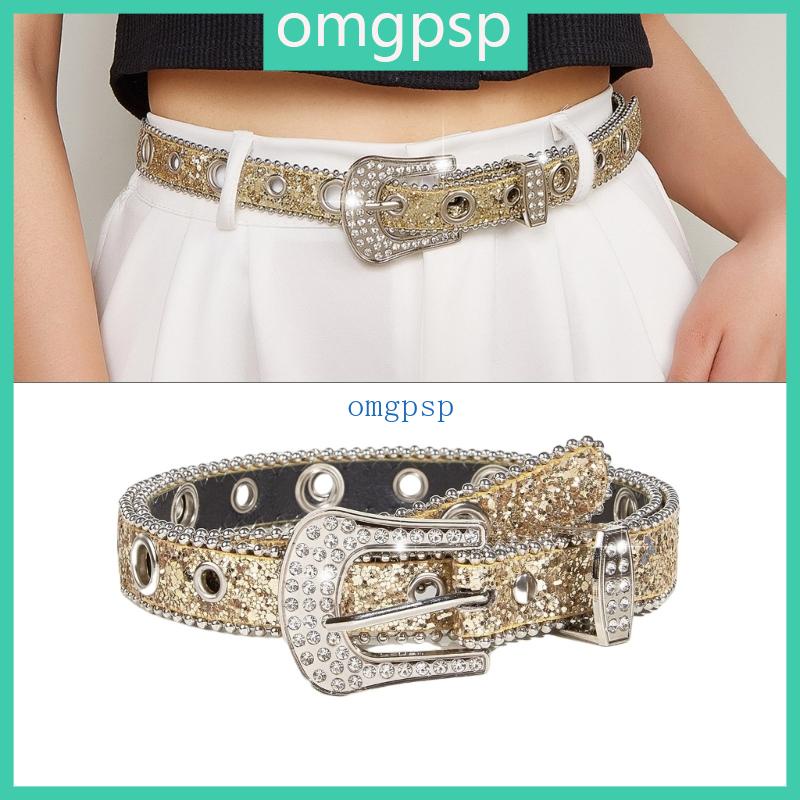 Omg bling nam nữ quần jean váy thắt lưng thời trang đầy đủ rhinestone belt đầu máy