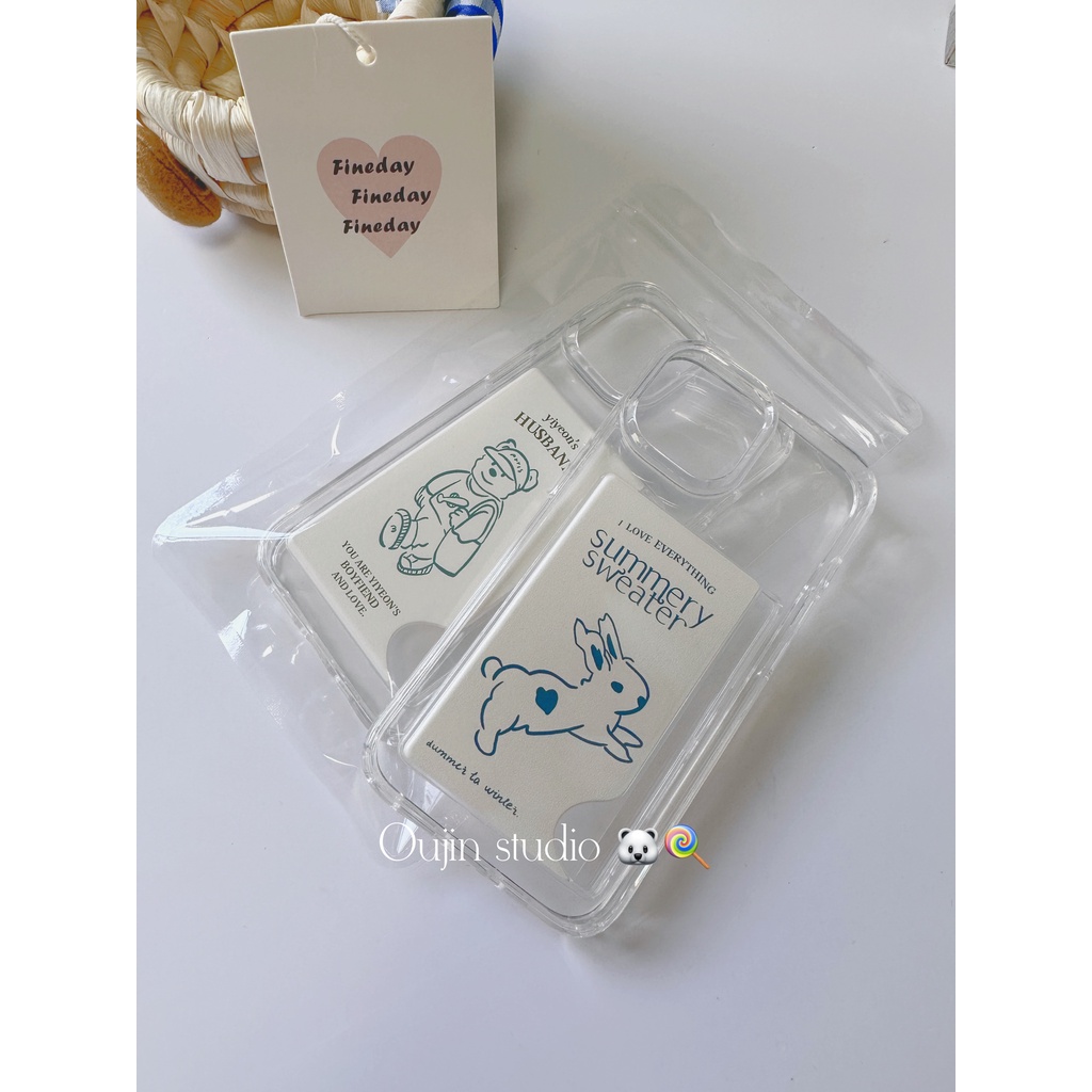 Ốp Điện Thoại Trong Suốt In Hình Gấu Thỏ Dễ Thương Cho Iphone 15 / 13pro / 14promax / 11 / 12 / 14