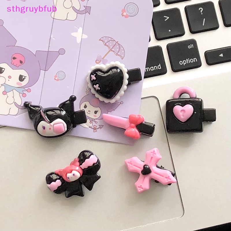 Sthb 1pc đen hồng kulomi kẹp tóc hình bầu dục kẹp tóc cô gái ngọt ngào ghim tóc mái kẹp bên phụ nữ mũ đội đầu phụ kiện tóc vn