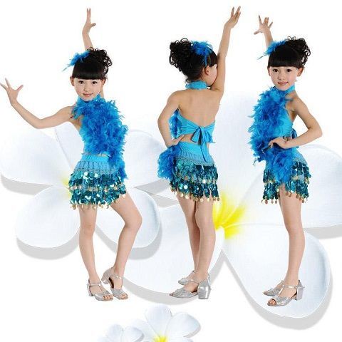 Trang phục trẻ em trẻ em quần áo khiêu vũ latin cô gái latin sequins lông vũ biểu diễn mặc đồng gong wilhelmy váy khiêu vũ