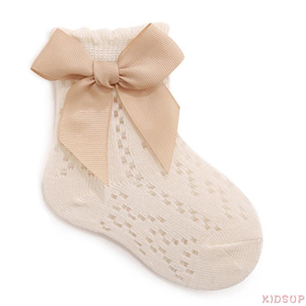 Kidsup1-toddler girls vớ mắt cá chân mùa hè lưới thoáng khí nơ công chúa vớ cho tiệc cưới du lịch