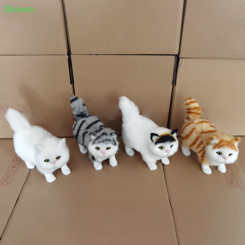 Shines mô phỏng dễ thương mèo đồ chơi sang trọng nhồi bông mềm mô hình mèo giả động vật hiện thực cho trẻ em gái sinh nhật quà tặng ngày valene vn
