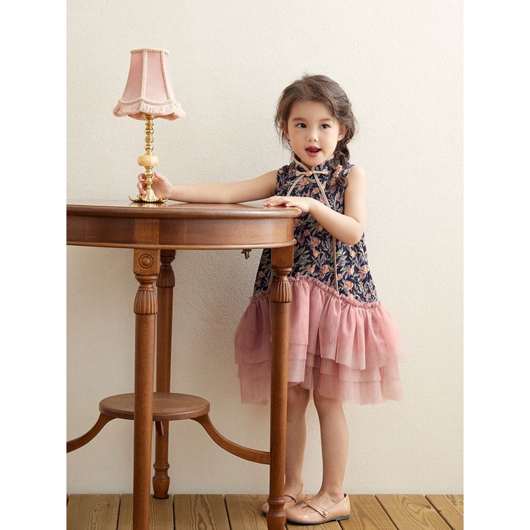 Đầm Sườn Xám Phong Cách Trung Hoa Mới Cho Bé Gái Size 110-150