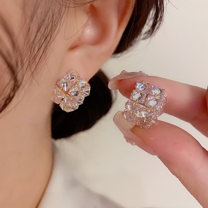 Bông Tai Mạ Bạc 925 Hình Kim Cương Phong Cách Hàn Quốc Thời Trang