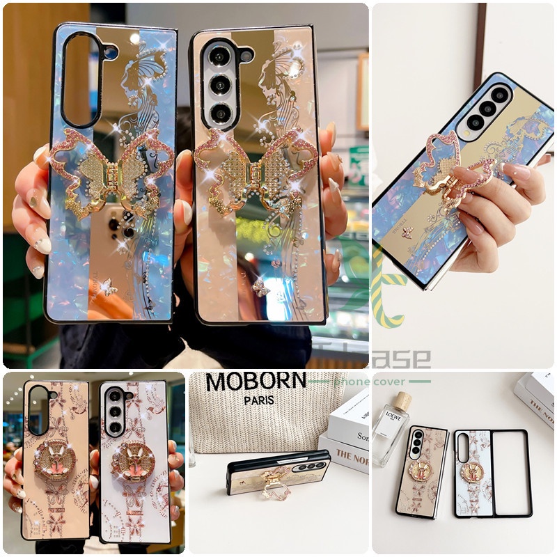 Glitter butterfly bracket stand case cover samsung galaxy z fold 5 z fold 4 z fold 4 z fold 3 marble