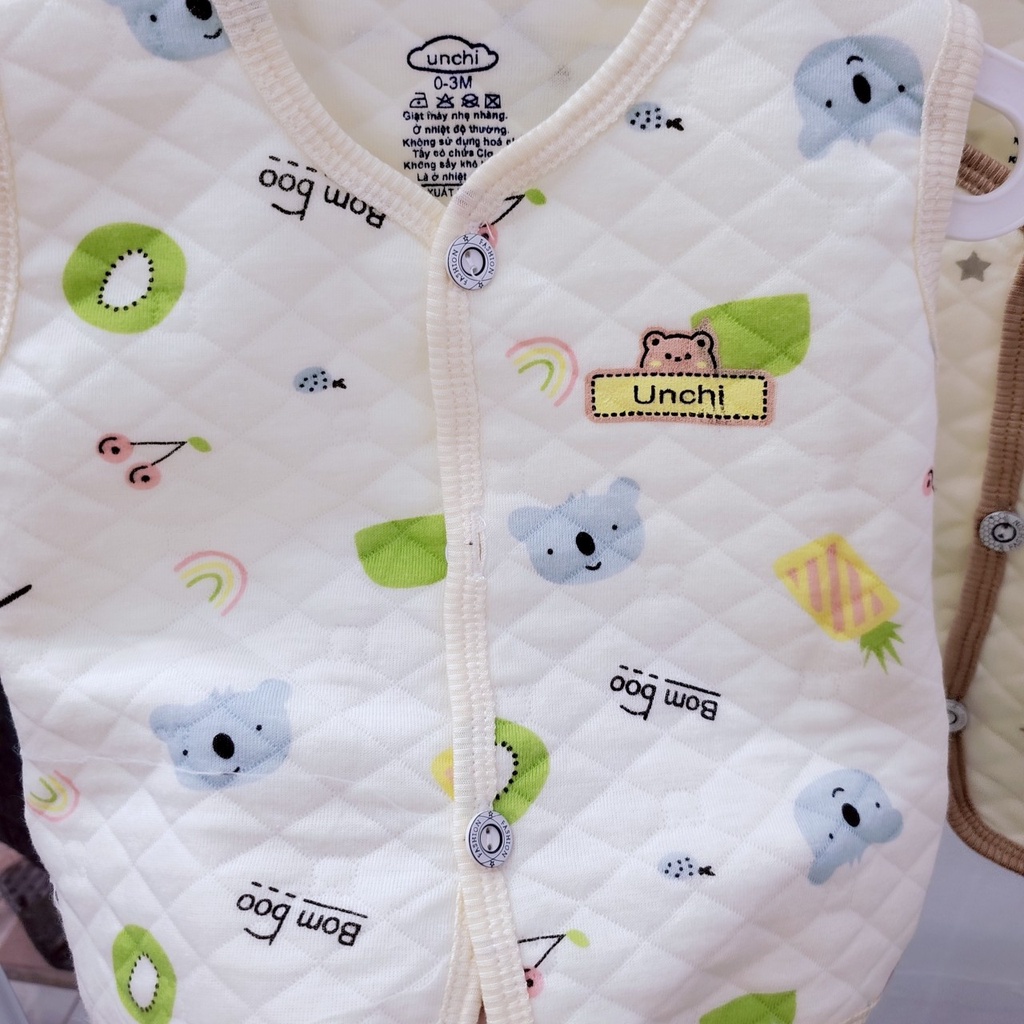 Áo gile Unchi 2023 mùa đông cúc cài thẳng vải nỉ xốp dày dặn mềm mại cho bé trai bé gái 5-13kg