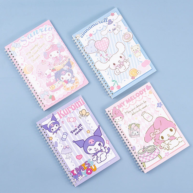 Phim hoạt hình sanrio coil notebook kuromi cinnamoroll memo book kawaii anime my melody cute journal notebook portable easy tear món quà cô gái dễ thương
