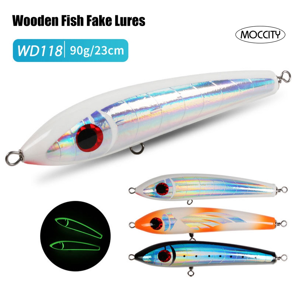Mồi nổi thiết kế phát sáng gỗ nổi popper 90g / 23cm cá ngừ xanh dụng cụ câu cá giả lure