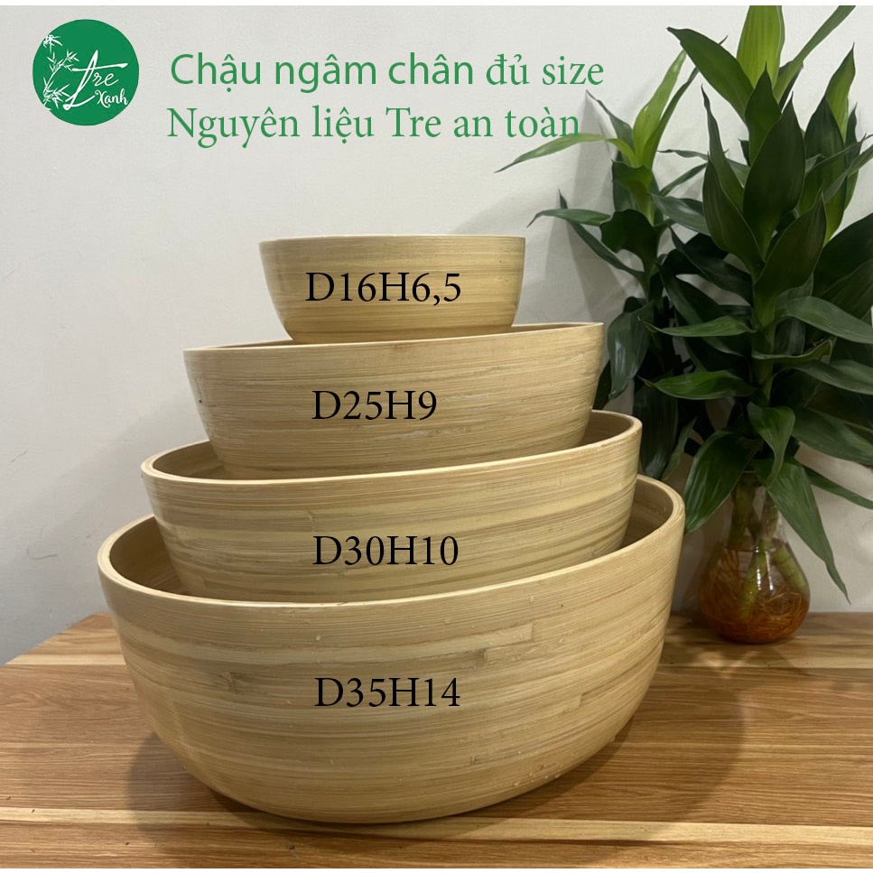 Chậu tre 💥 HÀNG LOẠI 1 💥 Chậu ngâm chân nails, spa dưỡng sinh bằng tre đủ size D35H14,D30H10,D25H9,D20H8,D16H6,5