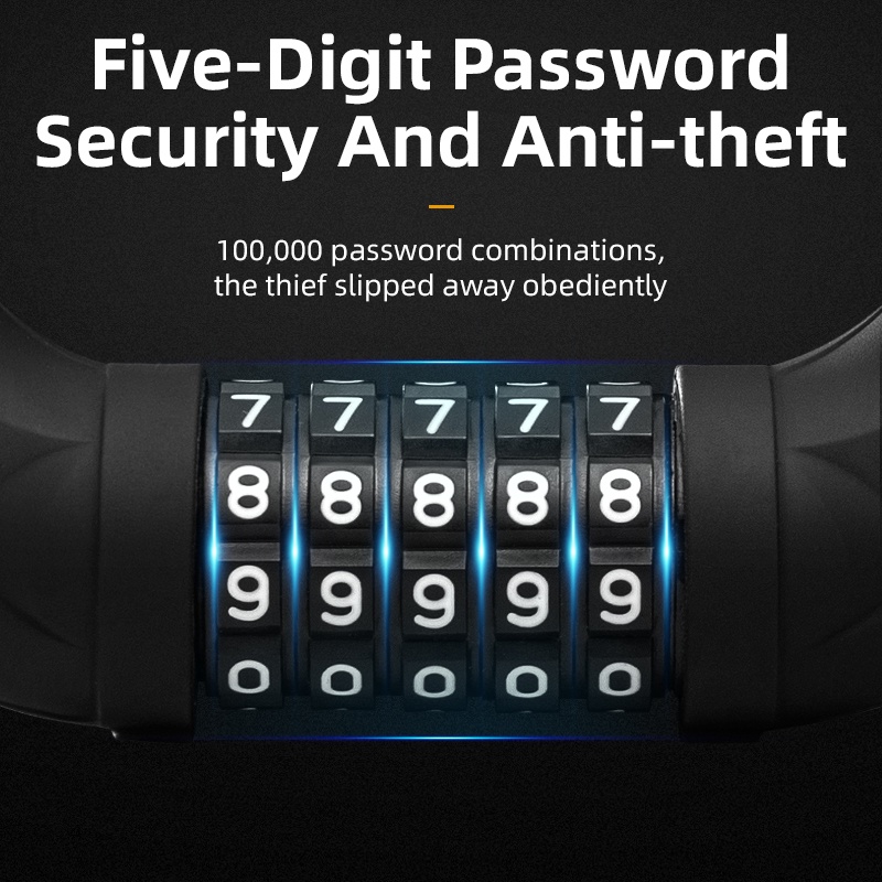 Dây cáp khóa xe đạp ROCKBROS mật khẩu 5 số bằng thép PVC chống mất cho xe đạp MTB 1.72cm/ 87 cm