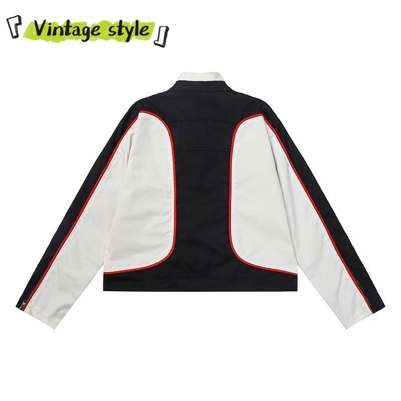 Phong cách vintage| Đồng phục bóng chày nam mỹ retro xe máy áo khoác bomber cặp đôi trang phục vải chất lượng cao