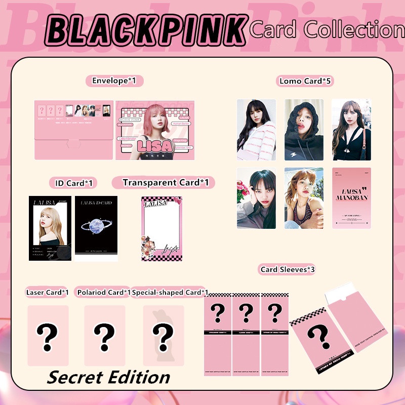 Đen Bộ Sưu Tập Thẻ Hình Nhóm Nhạc Blackpink kaji jennie lisa rose hologram Trong Suốt Phiên Bản Bí Mật jy