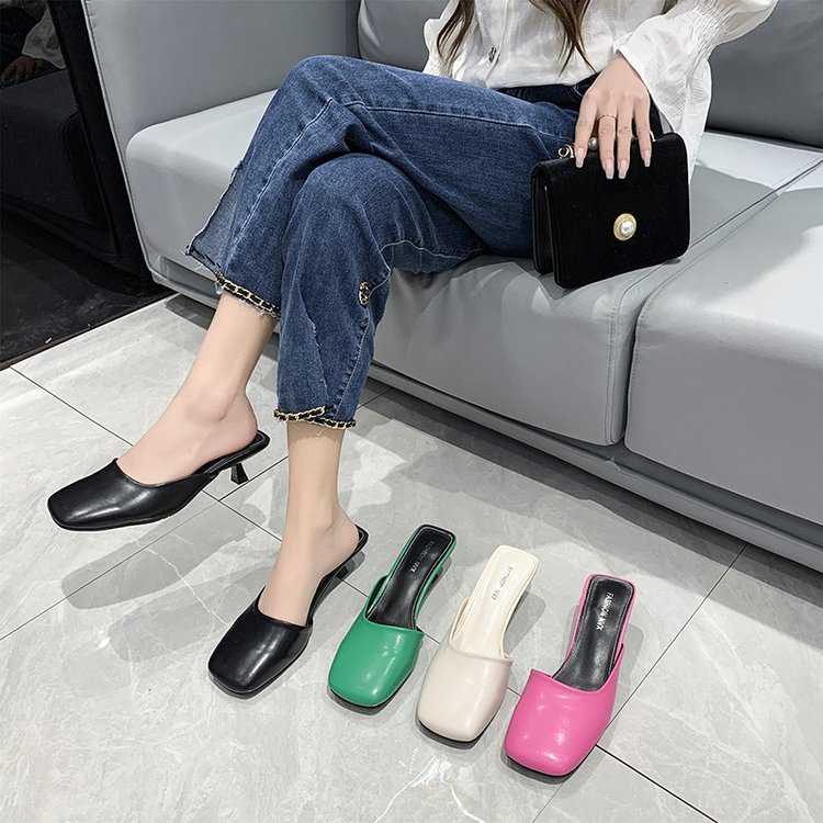 Giày cao gót vuông ngón chân stiletto thời trang dép nữ size 35-39