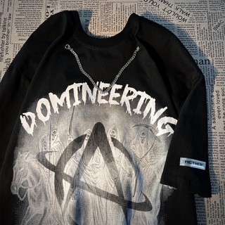 American hiphop vòng cổ ngắn tay áo t-shirt pure cotton street top