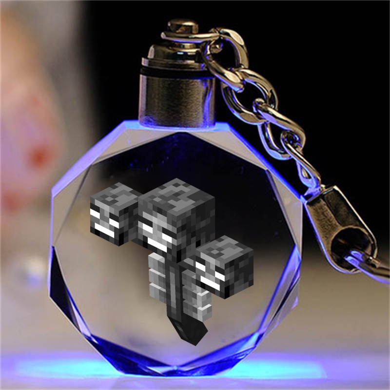 Minecraft pha lê móc chìa khóa phim hoạt hình mặt dây chuyền lưu niệm anime vòng chìa khóa wither enderman