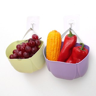 Multi-function hanging rack with hook kitchen onion ginger garlic storage basket / drill free bathroom wall-mounted storaging box