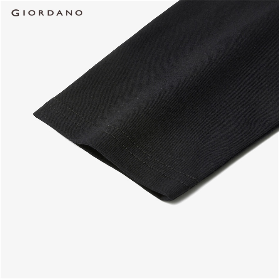 Áo thun GIORDANO 13093790 cotton dài tay thêu họa tiết thời trang dành cho nam