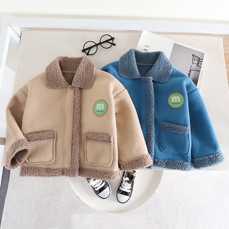 Áo Khoác Ngắn Lót Lông Cừu Dày Dặn Phong Cách Phương Tây Dành Cho Bé Gái