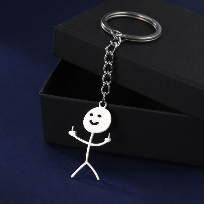 ✿ Móc khóa ngón tay giữa sinh nhật quà tặng giáng sinh vui nhộn stickman keyring unisex