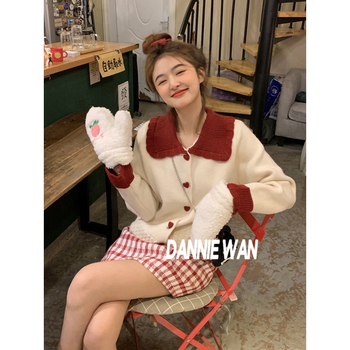 DannieWan  Áo Len áo cardigan áo nữ len Dễ thương Thể thao Fashion Cổ điển A21K03X 36Z230909