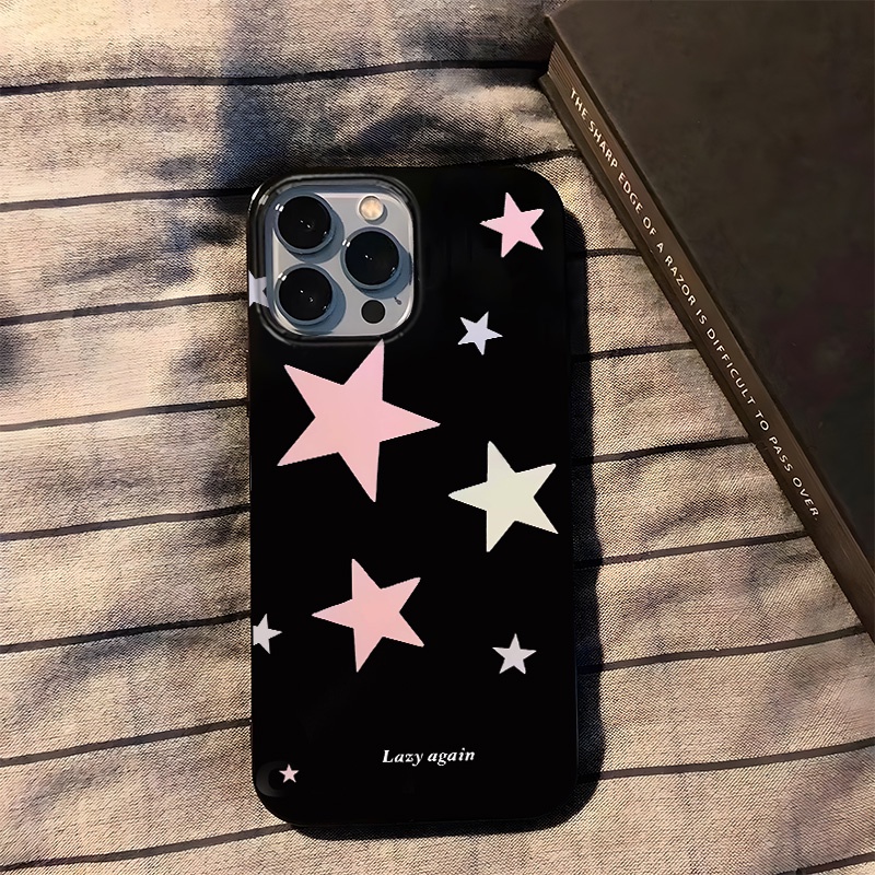 Ôp Điện Thoại tpu Dẻo Màu Đen In Hình Ngôi Sao Hồng Cho iphone 14 pro max iphone 13 pro max 12 pro max 11 xr xs 7plus 8 Ốp
