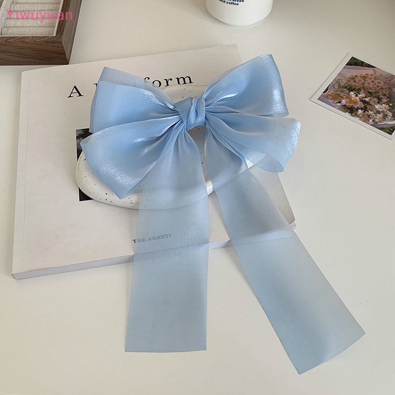 Kẹp Tóc Hình Nơ Bằng Vải Lưới Màu Trắng Đen Thời Trang Dành Cho Nữ Mới