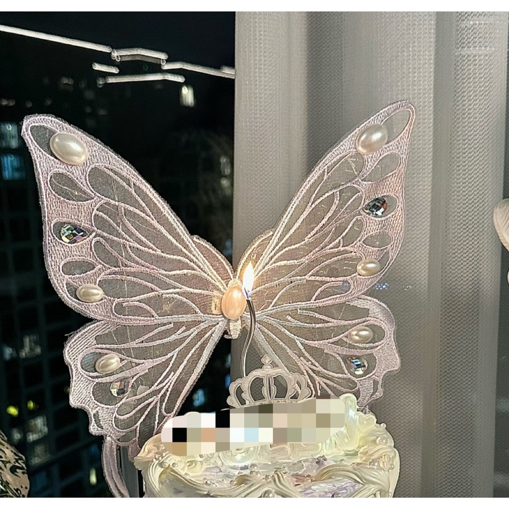 Vận chuyển nhanh chóng - bộ trang trí bánh bướm thêu quá khổ bướm thêu tay trắng với plugin làm bánh sinh nhật nhẹ bộ trang trí bánh trang trí bánh trang trí làm bánh
