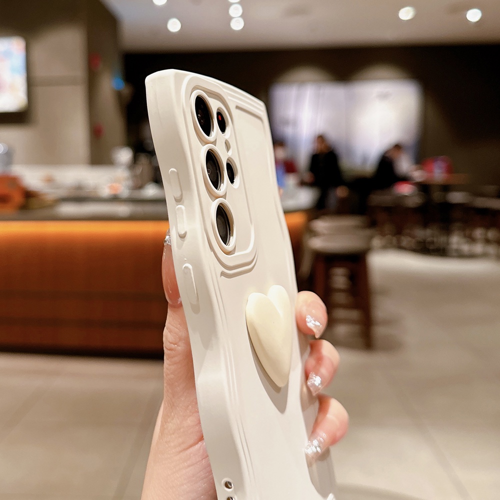 Ốp lưng dễ thương love heart wavy edge case cho samsung galaxy s23 s22 ultra s21 s20 fe plus soft cover