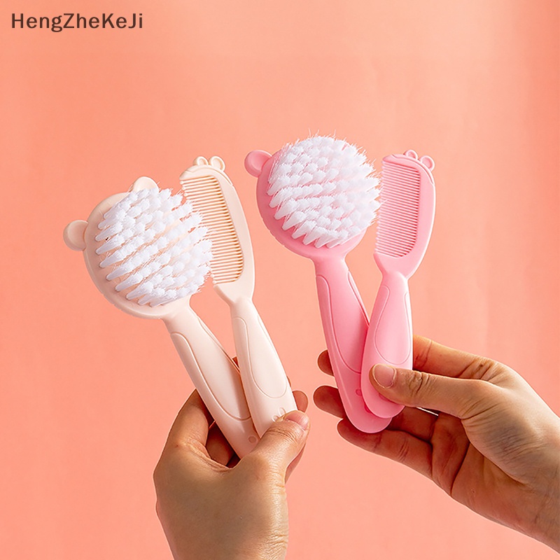 2 cái lược chải tóc cho bé di động trẻ sơ sinh mới biết đi nylon bàn chải tóc mềm đầu massager lược bộ đồ dùng chăm sóc tóc cho bé hhe