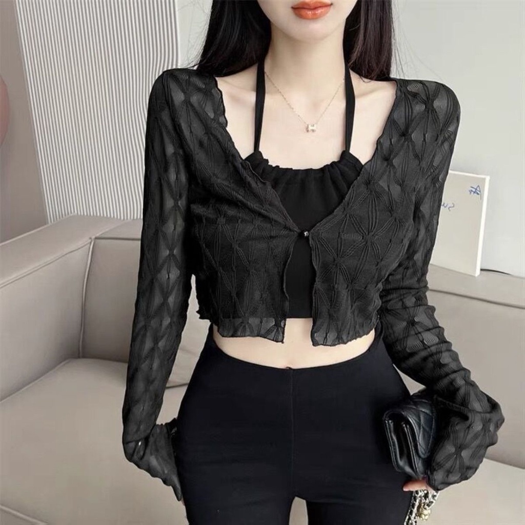 Áo Khoác cardigan Ren Ngắn Chống Nắng Mùa Hè Cho Nữ