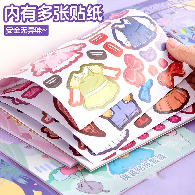 1 cái đẹp công chúa trang điểm thay đổi nhãn dán sách tay rèm cửa búp bê trang điểm hiển thị cô gái trẻ em nhãn dán sách