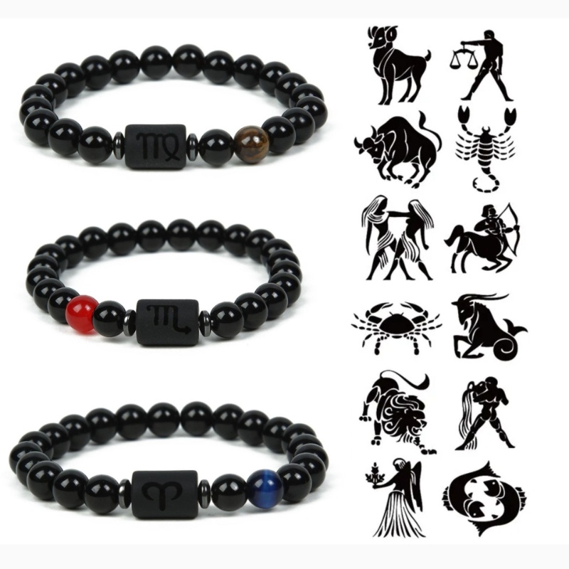 Vòng Tay Đá Mã Não Đen Tự Nhiên Co Giãn Thời Trang Cho Cặp Đôi