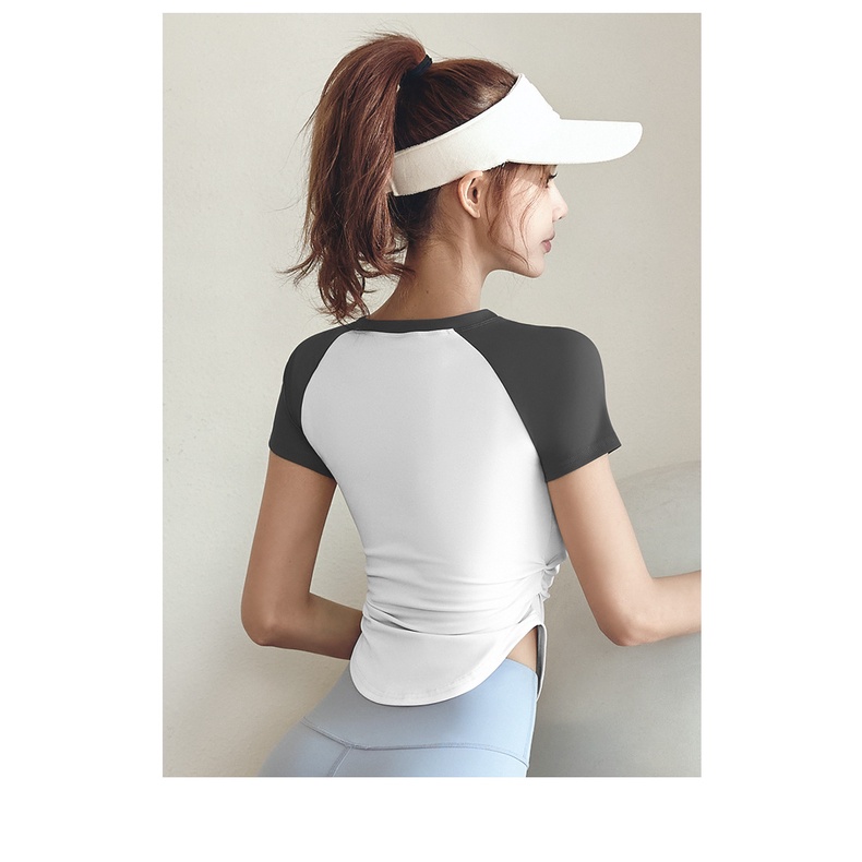 Áo Tập Yoga Màu Sắc Tương Phản Nhanh Khô Thời Trang Cho Nữ