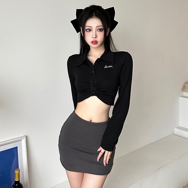 Weird Puss Áo Hở Rốn Màu Trơn Gợi Cảm Cá Tính Mùa Hè Mát Mẻ Dễ Phối Đồ Phong Cách Đường Phố Cho Nữ