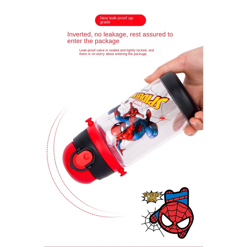 Bình Uống Nước 520ml Kèm 2 Nắp Đậy Hình Nhân Vật Hoạt Hình Disney Xinh Xắn