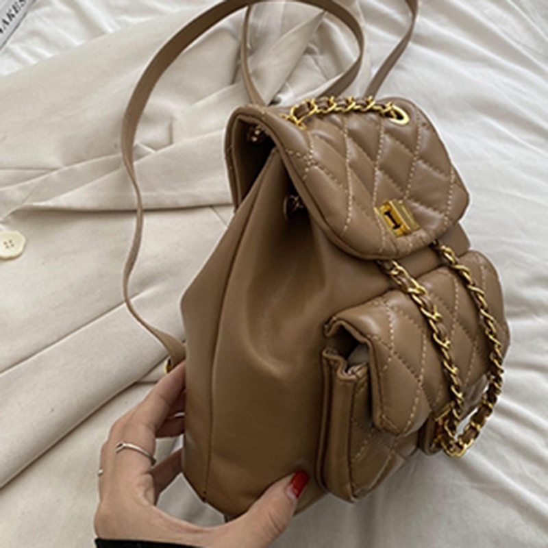 Ba Lô Dây Rút mini Mềm Mại Có Khóa Hình Thoi Thời Trang Cho Nữ