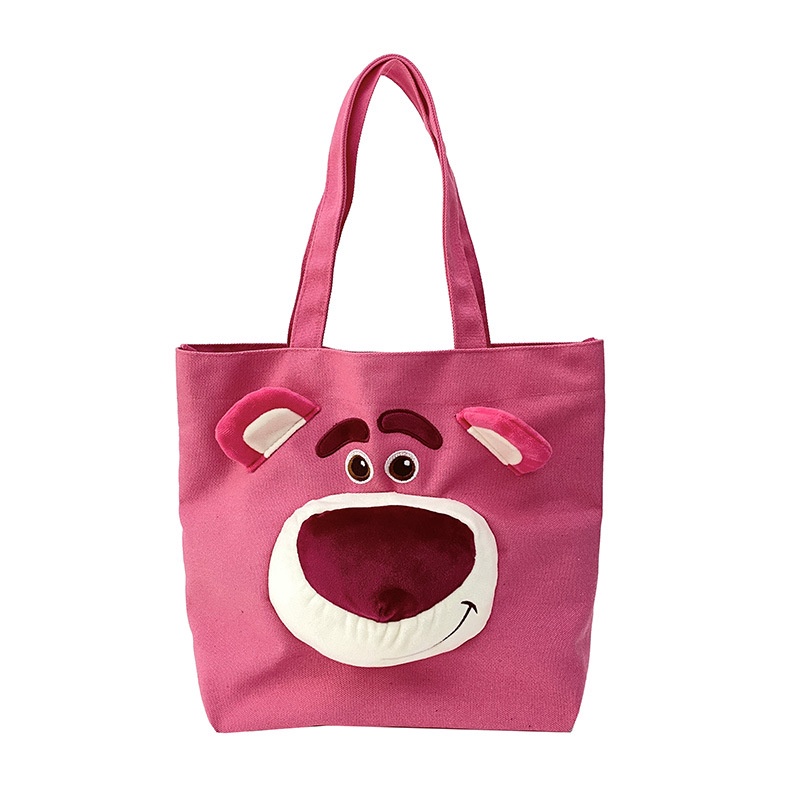 Gấu dâu Lotso Túi vải Cỡ Lớn Họa Tiết Gấu Dâu Tây Hoạt Hình Thời Trang Cho Nữ