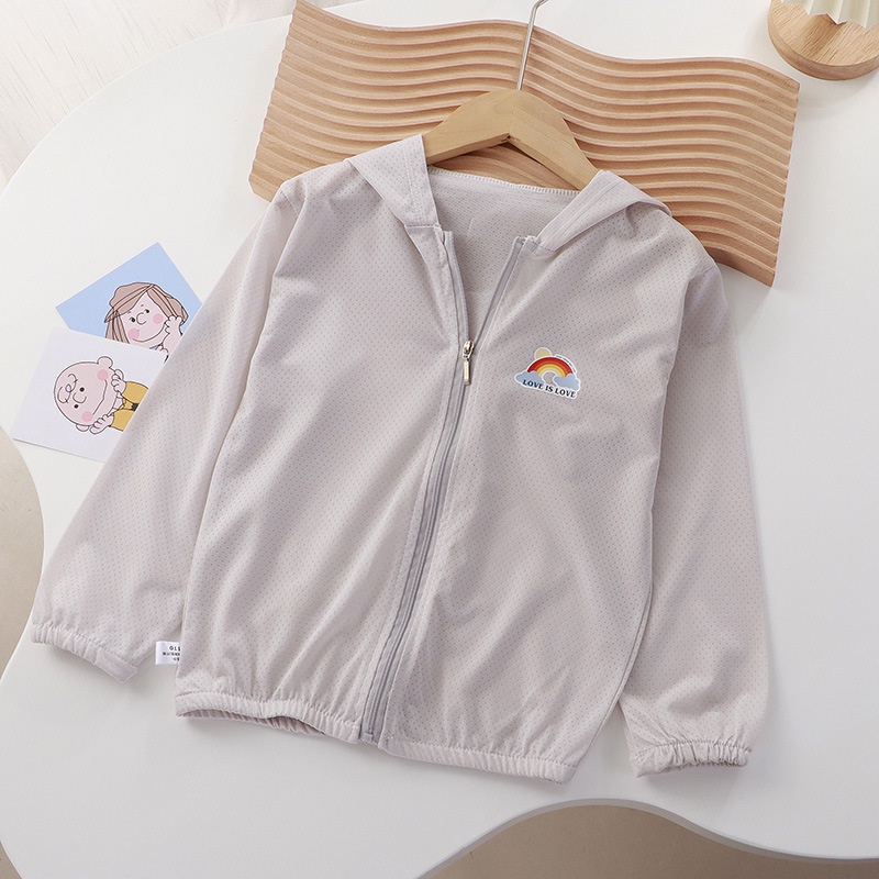Áo Khoác Cardigan Chống Nắng Bằng Lụa Lạnh Thoáng Khí Kích Thước 80-150cm Dành Cho Bé Trai Và Bé Gái