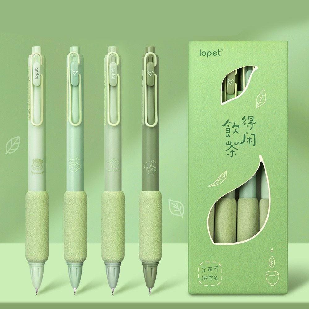 Set 4 bút bi MMULCK mực đen/ mực xanh matcha không đau tiện dụng cho văn phòng / trường học