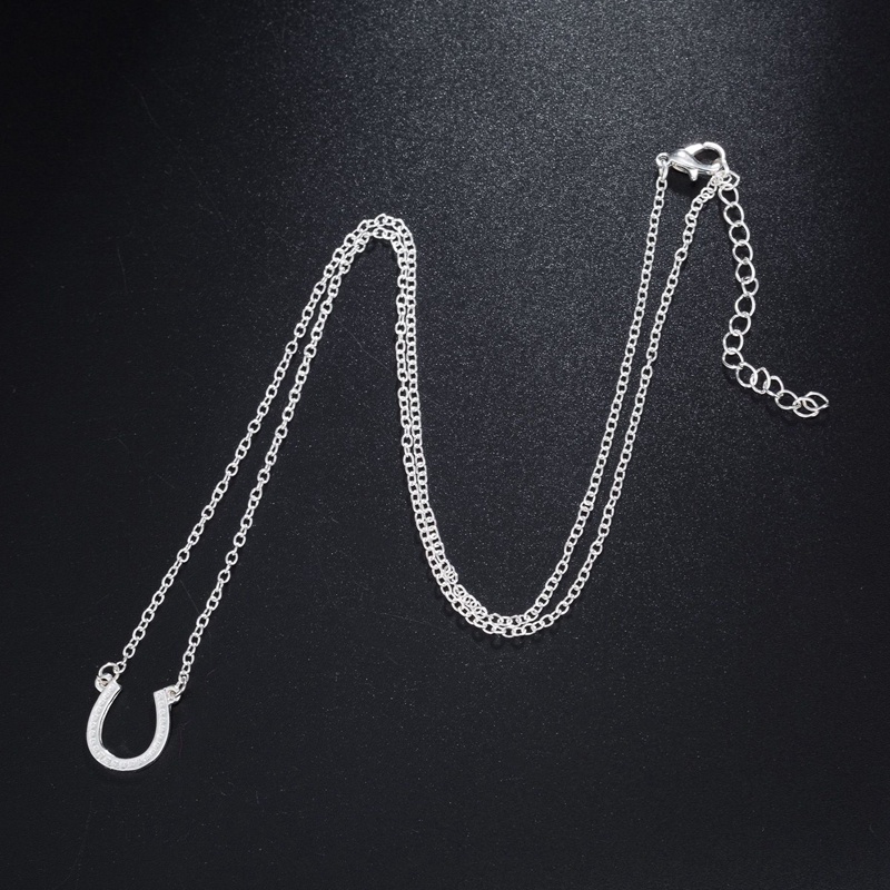 Vòng cổ Bạc 925 Mặt Hình Móng Ngựa Đơn Giản Thanh Lịch Cho Nữ