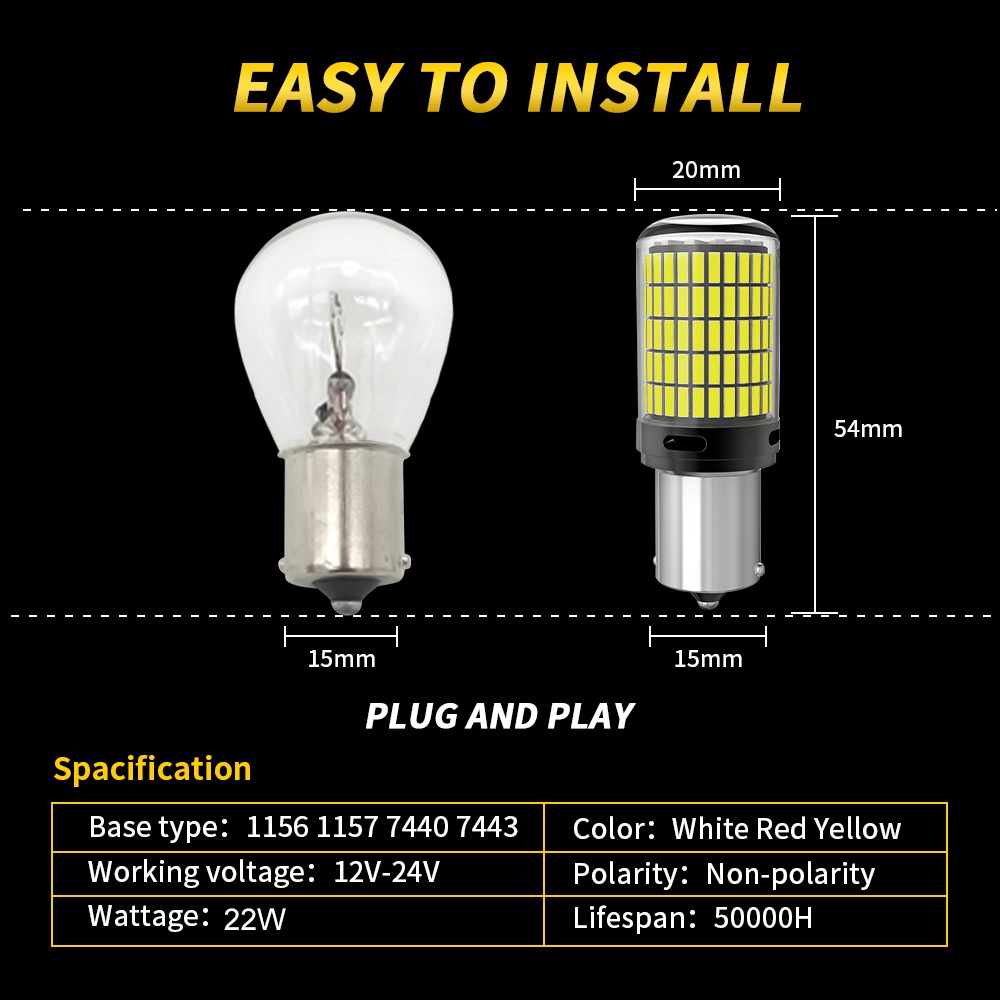 Bộ 2 Đèn LED Tín Hiệu 1156 BA15S BAU15S 1157 Bay15d T20 7440 7443 T25 3157 LED 4014 150SMD Siêu Sáng