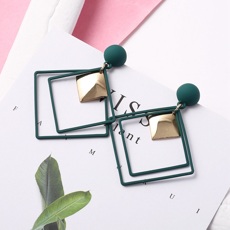 Đôi Khuyên Tai Dài Bản Vuông Phong Cách Âu Mỹ Thời Trang Cho Nữ