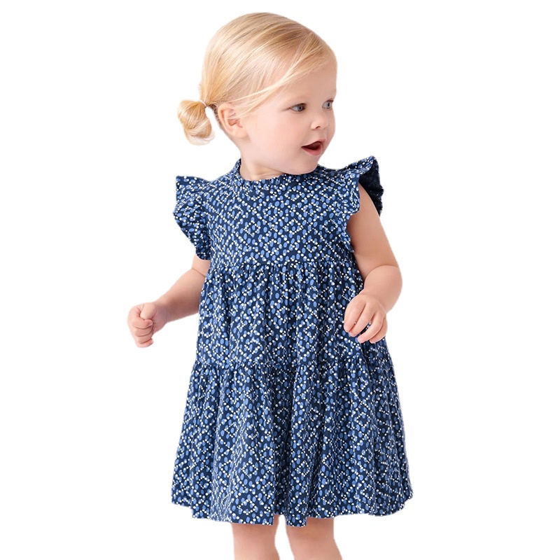 Đầm Công Chúa Chất Liệu Cotton Và Denim Dễ Thương Cho Bé Gái 1-8 Tuổi