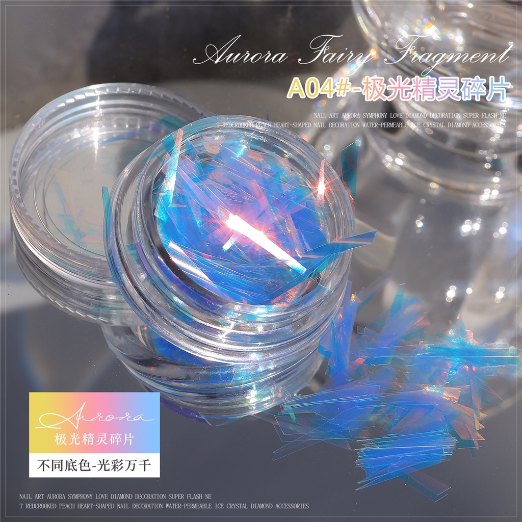 Miếng Dán Trang Trí Móng Tay Bằng Giấy Kính Lấp Lánh Nhiều Màu Sắc