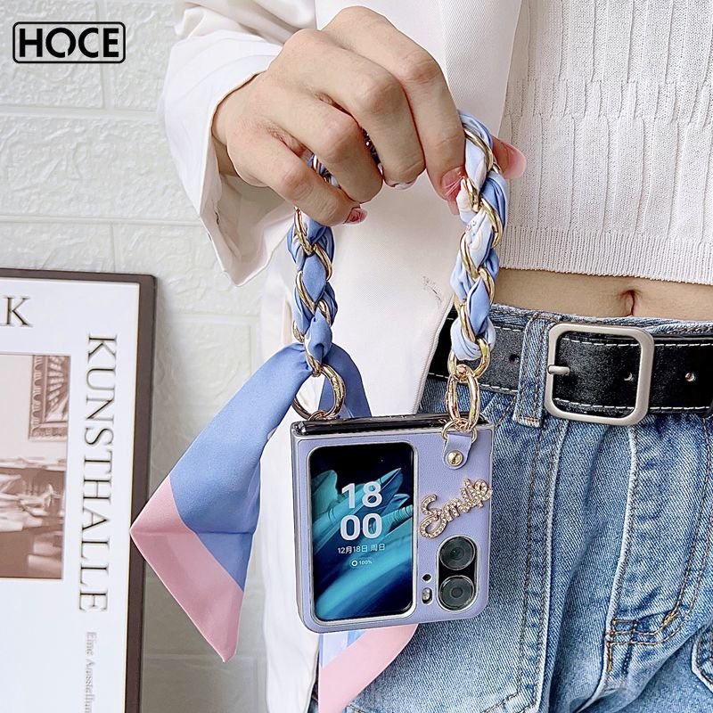 Ốp điện thoại HOCE da nắp gập có vòng đeo tay cho OPPO Find N2