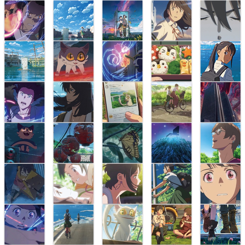 Set 62 sticker Suzume no Tojimari Dán Trang Trí Điện Thoại / Sổ Tay diy Sáng Tạo Chống Thấm Nước