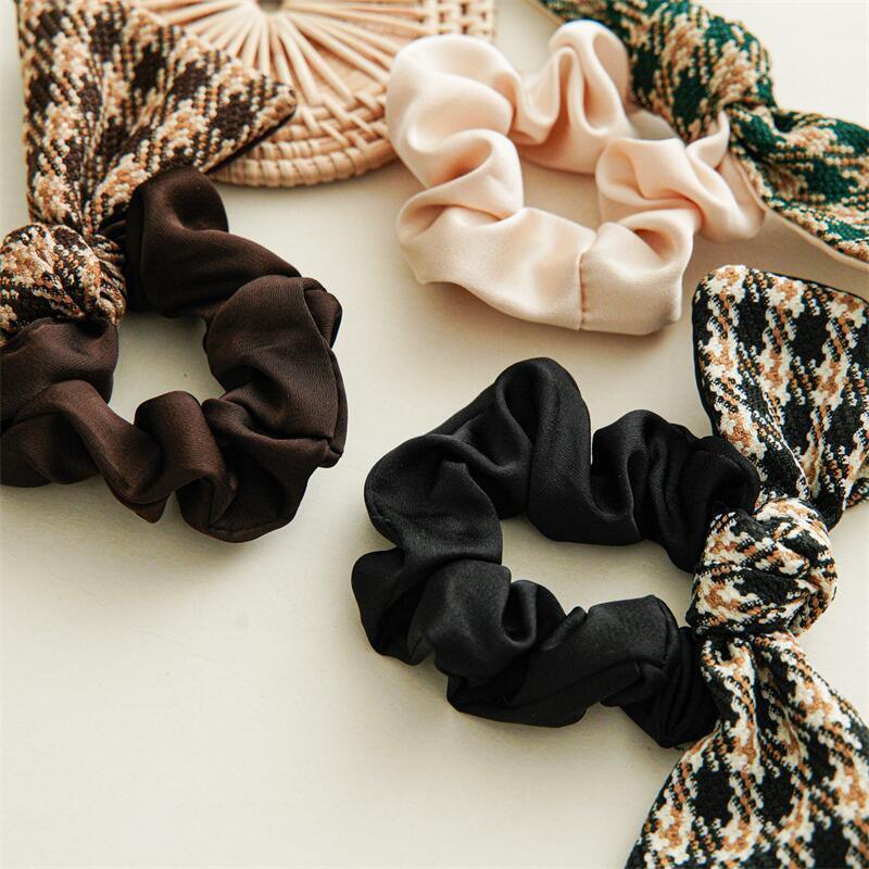 Ahellogirl Dây Buộc Tóc Thắt Nơ Lớn In Họa Tiết Houndstooth Mới Cho Nữ